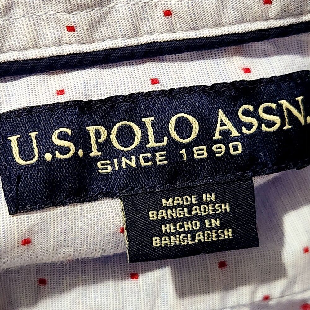 Us Polo assn Mens Shirt Size 2XLT Light Lavender Color With Red Polka Dot - Picture 7 of 10